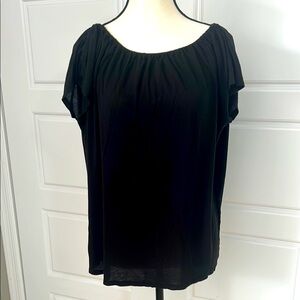 Ann Taylor LOFT Black Flutter Sleeve Blouse On or Off Shoulder Relaxed Fit